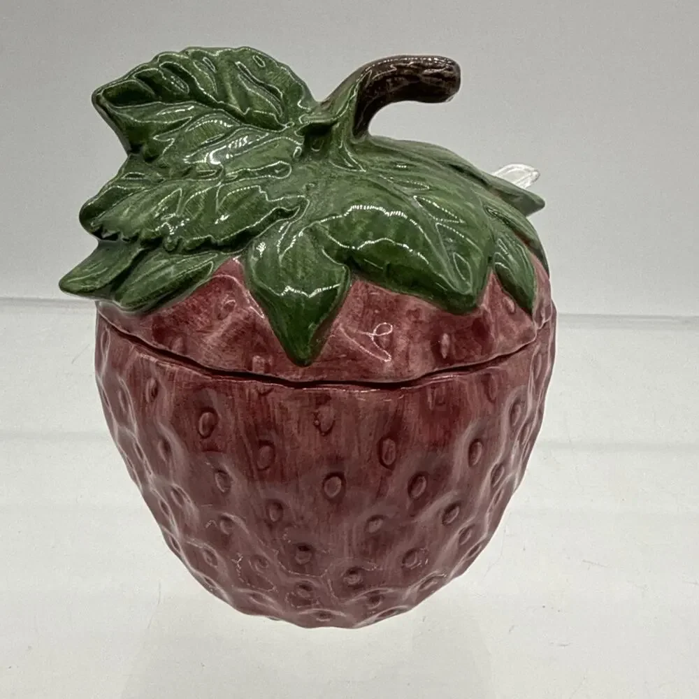 Vintage Strawberry Covered Dish Bowl Fwc The Cooks Bazaar Jelly Server Rare READ
